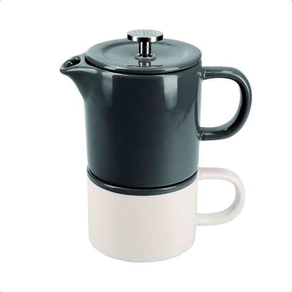 La Cafetiere Barcelona Cool Grey Ceramic French Press 400ml - (For One) Gift Boxed