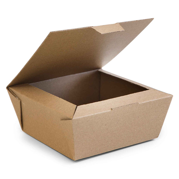Vegware Compostable 6 x 6in Microflute Hinged Hot Food Box - Case of 210
