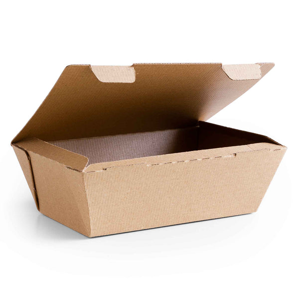 Vegware Compostable 8 x 5in Microflute Hinged Hot Food Box - Case of 250