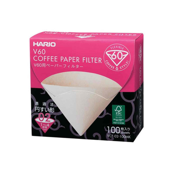 Hario V60 Paper Filter 02 Dripper Unbleached Sheets - Box of 100