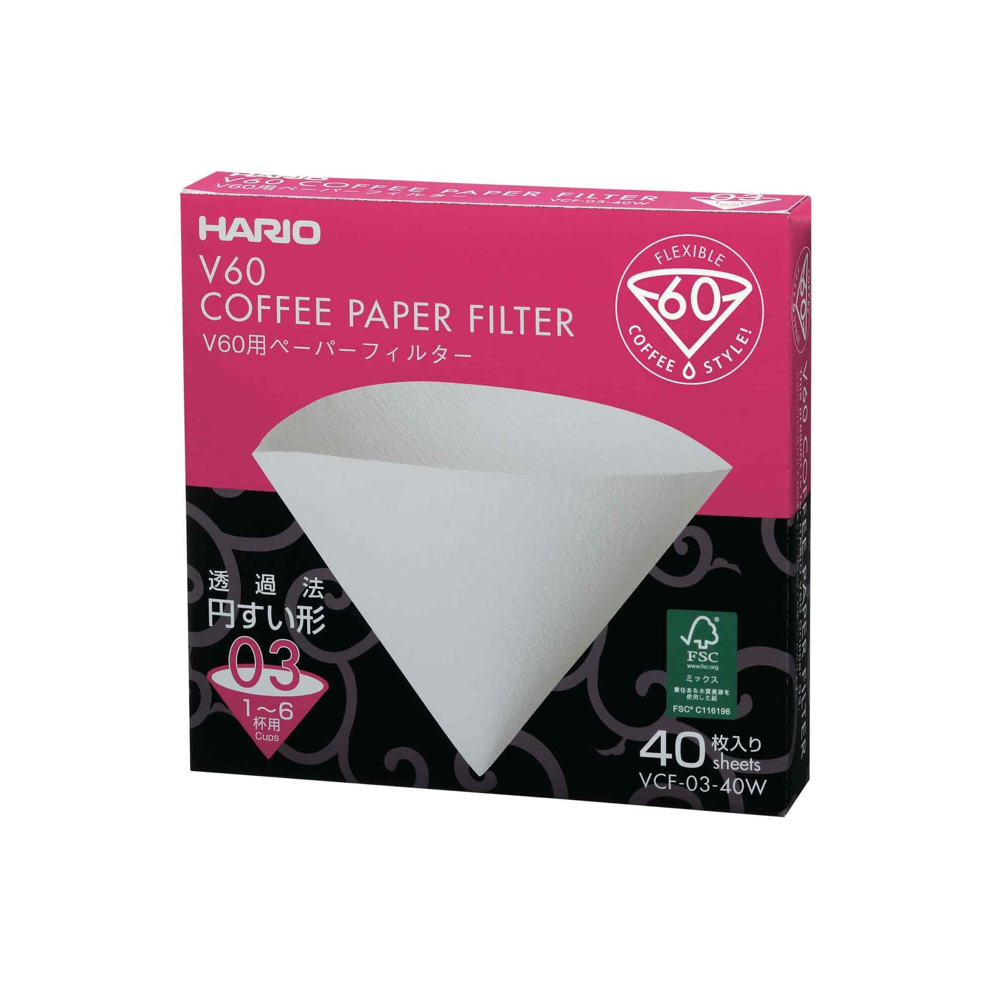 Hario V60 Paper Filter 03 Dripper Bleached Sheets - Box of 40