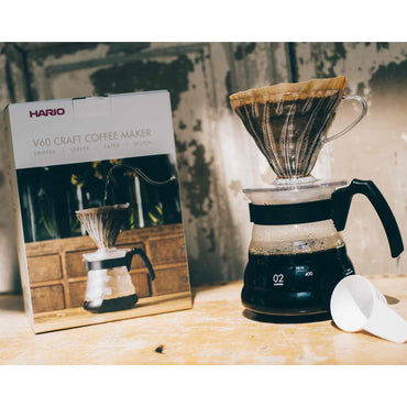 Hario V60 02 Craft Pour Over Coffee Starter Brewing Kit - 4 Cup