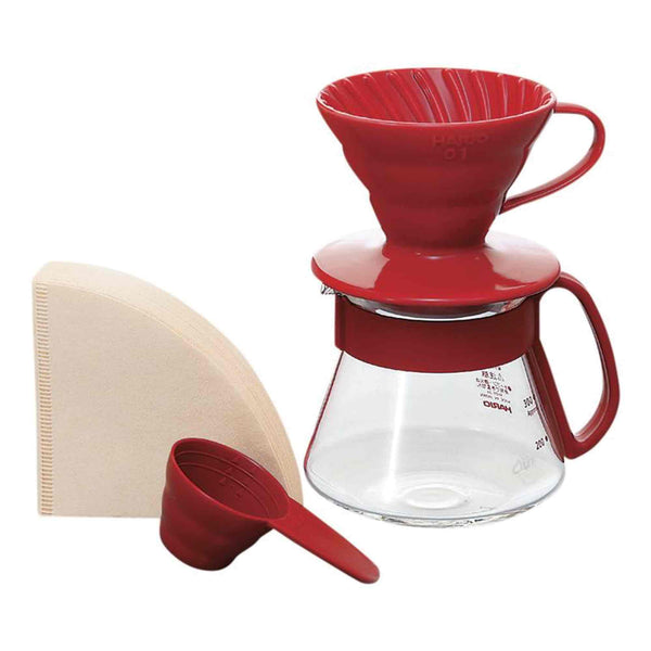 Hario V60 01 Red Ceramic Pour Over Gift Set - 2 Cup