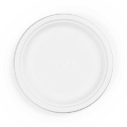 Vegware Compostable 7in Bagasse Plate - White - Case of 500