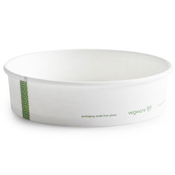 Vegware Compostable 26oz PLA-Lined Paper Food Bowl - White - Case of 300