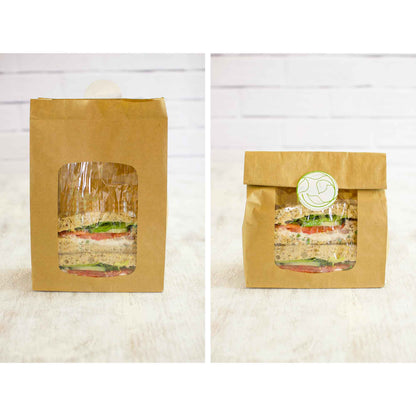 NatureFlex Compostable 6 x 3 x 9in Kraft Window Bloomer Bag - Case of 250