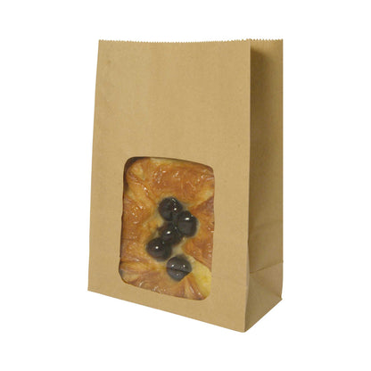 NatureFlex Compostable 6 x 3 x 9in Kraft Window Bloomer Bag - Case of 250