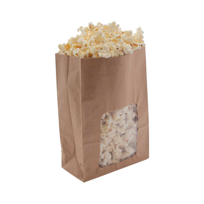 NatureFlex Compostable 6 x 3 x 9in Kraft Window Bloomer Bag - Case of 250