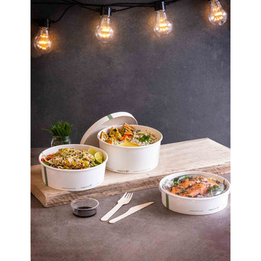 Vegware Compostable 48oz PLA-Lined Paper Food Bowl - White - Case of 300