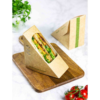 Vegware Compostable Standard 65mm Kraft Sandwich Wedge - Case of 500