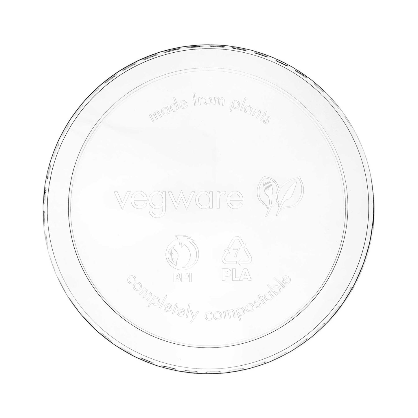 Vegware Compostable PLA Round Deli Lid (Fits 8-32oz Containers) - Case of 500