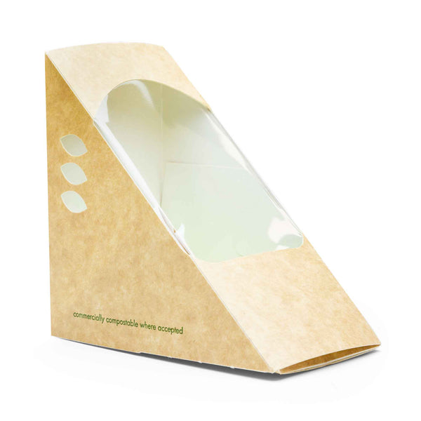 Vegware Compostable Deep Fill 75mm Kraft Sandwich Wedge - Case of 500