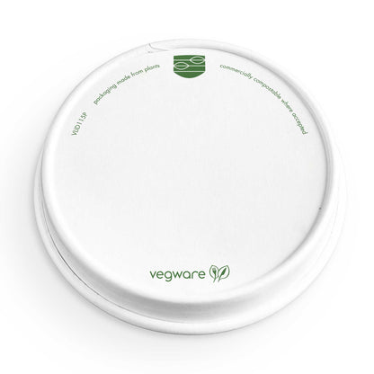 Vegware Compostable 115-Series Flat Paper Hot Lid - Case of 500