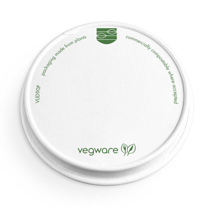 Vegware Compostable 90-Series Flat Paper Hot Lid - Case of 1000