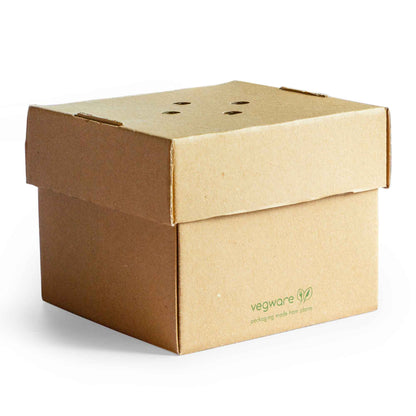Vegware Compostable Premium Burger Box 10.5cm / 5in - Kraft - Case of 100