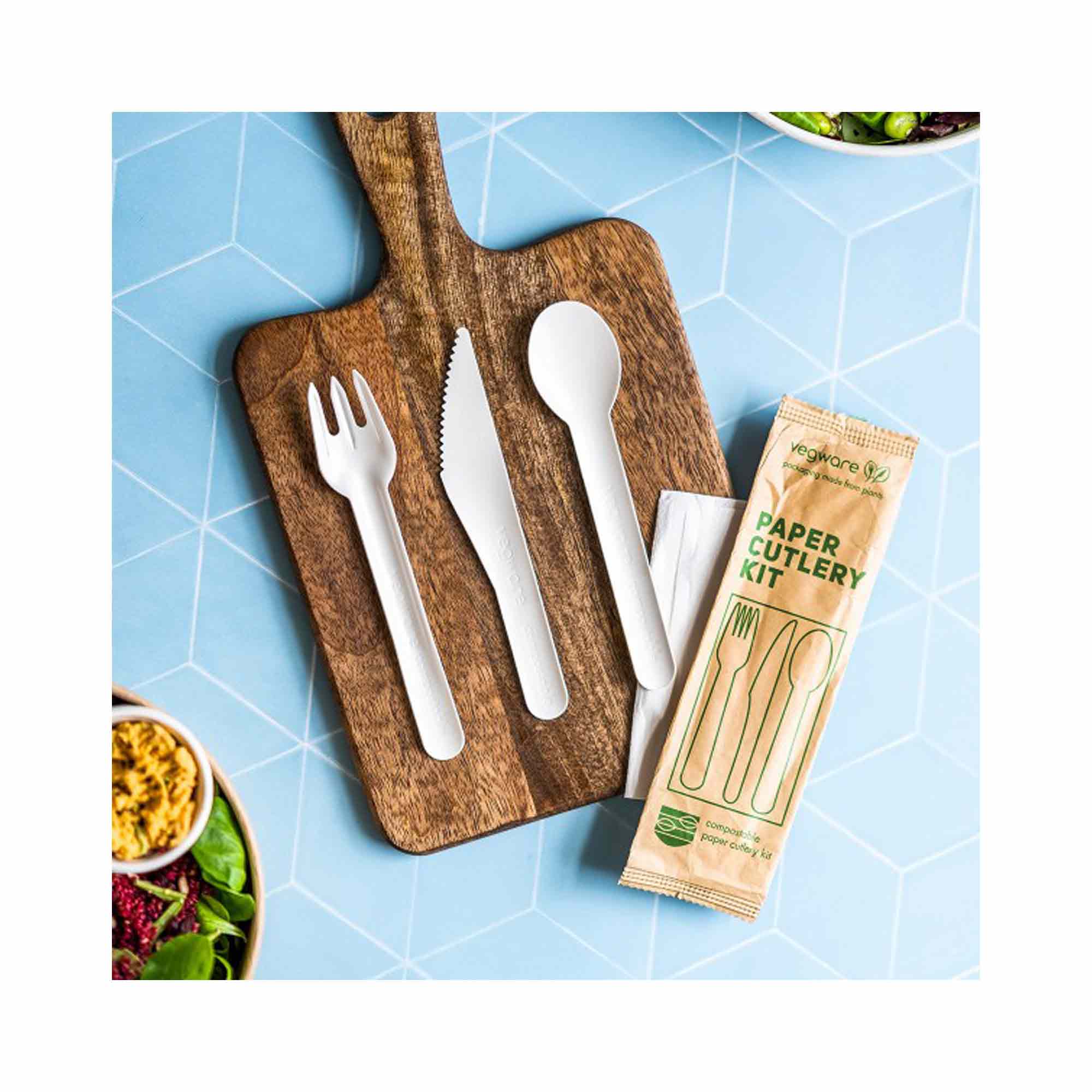 Vegware Compostable Paper Cutlery Kit Wrapped With Napkin Case of 250 ...