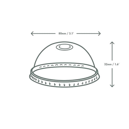 Vegware Plant-Based 76-Series PLA Dome Lid, Straw Slot - Case of 1000