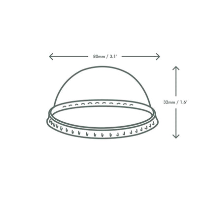 Vegware Plant-Based 76-Series PLA Dome Lid, No Hole - Case of 1000