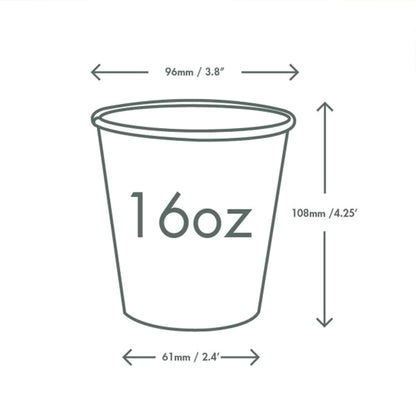 Vegware Plant-Based 16oz Paper Cold Cup, 96-Series - Case of 1000