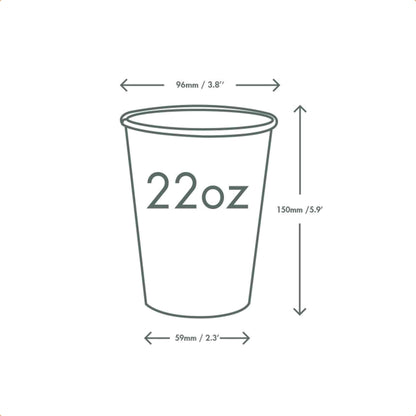 Vegware Plant-Based 22oz Paper Cold Cup, 96-Series - Case of 1000
