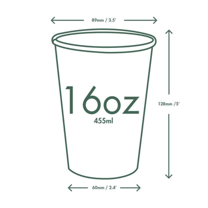Vegware 16oz Kraft Compostable Single Wall Hot Cups - Case of 1000