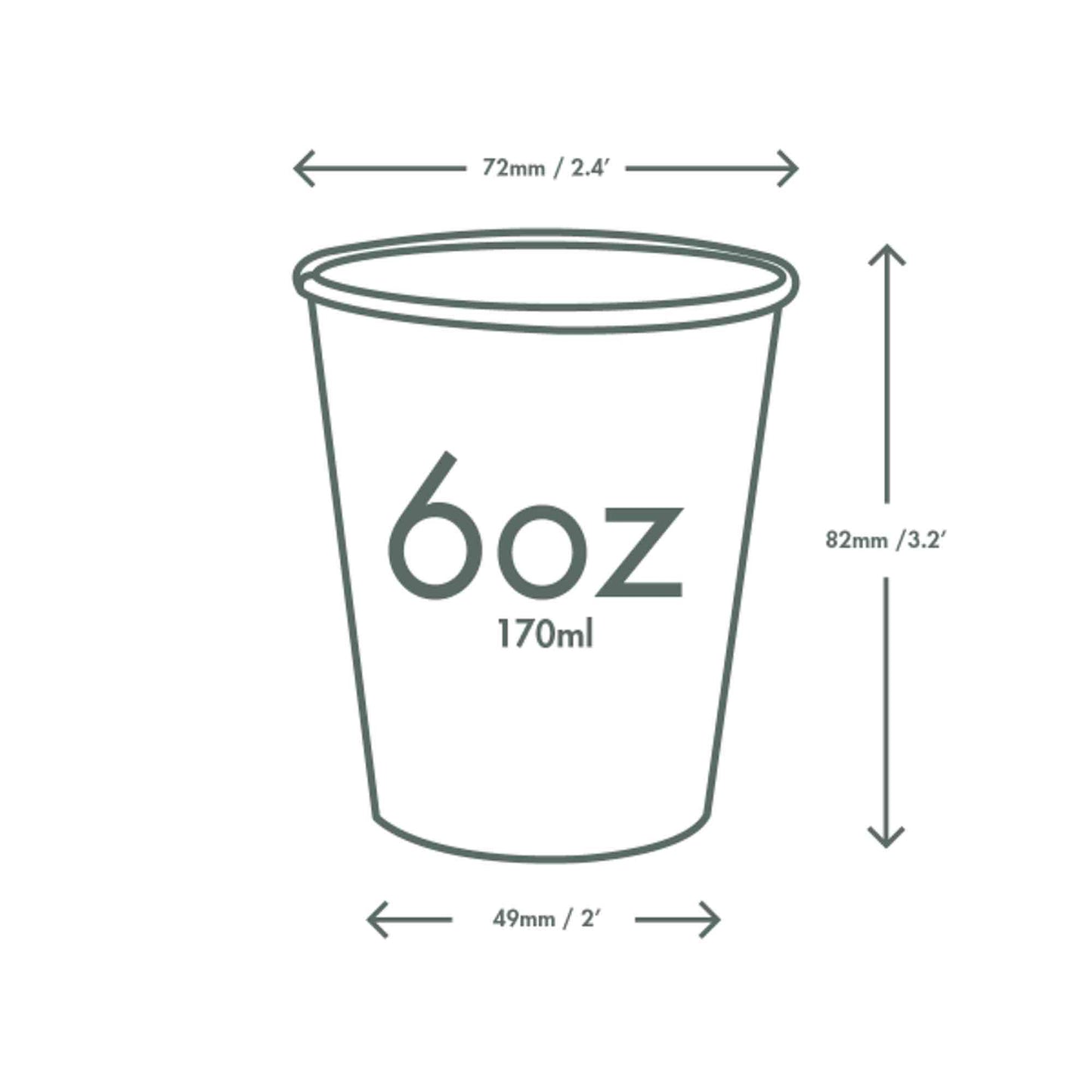 Vegware Slim 6oz White Compostable Single Wall Hot Cups - Case of 1000