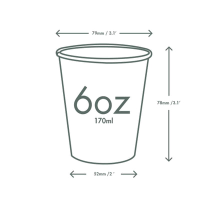 Vegware 6oz White Compostable Single Wall Hot Cups - Case of 1000