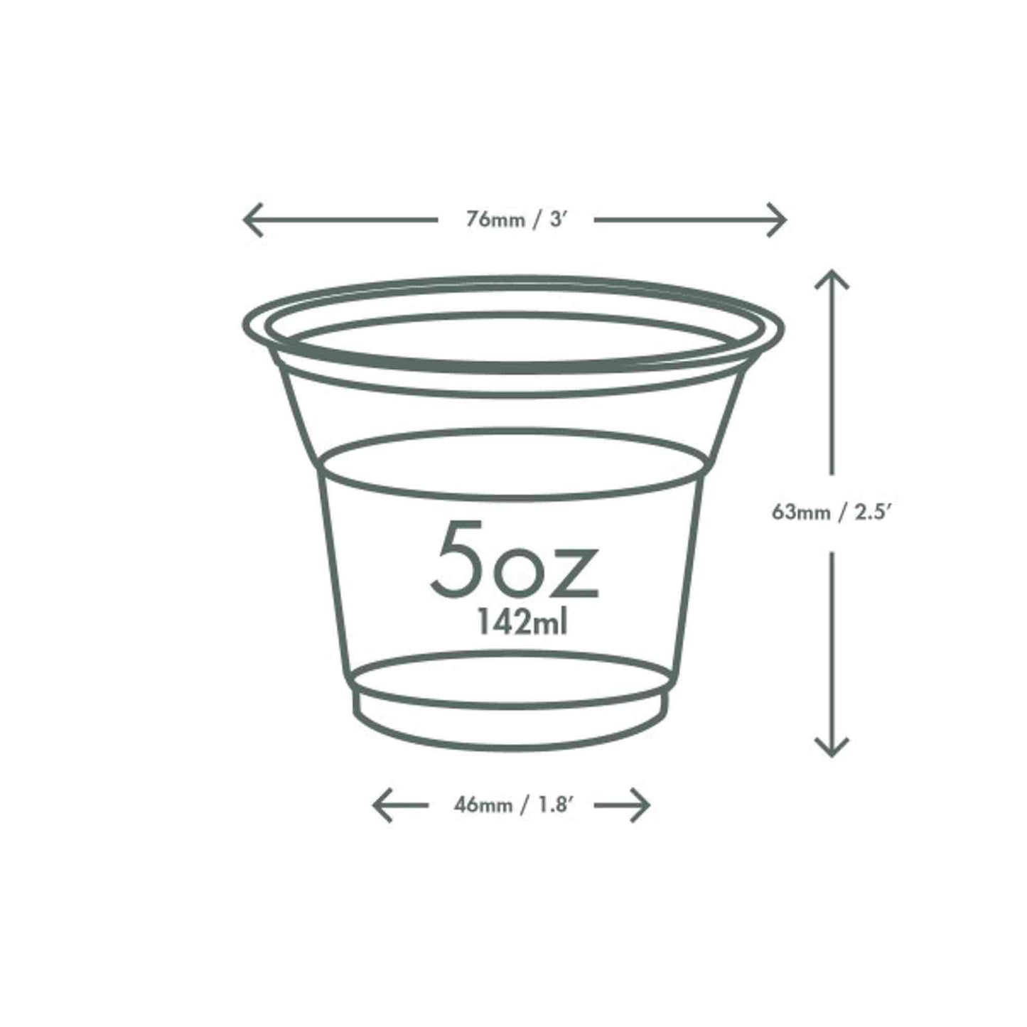 Vegware Plant-Based 5oz PLA Cold Cup, 76-Series - Green Tree - Case of 2000