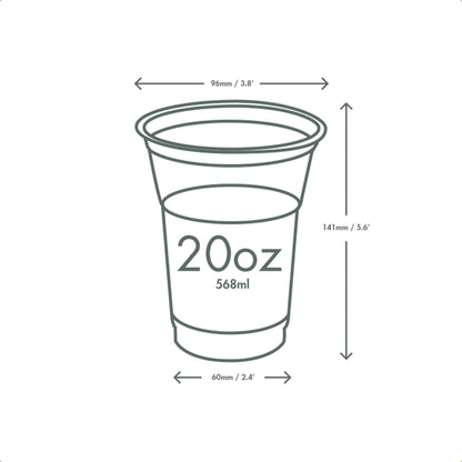 Vegware Plant-Based 20oz PLA Cold Cup, 96-Series - Green Tree - Case of 1000