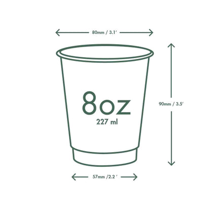 Vegware 8oz Eco Compostable Double Wall Kraft Hot Coffee Cups - Case of 500