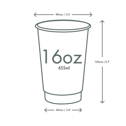 Vegware 16oz Eco Compostable Double Wall Embossed Gallery Hot Coffee Cups - Case of 400