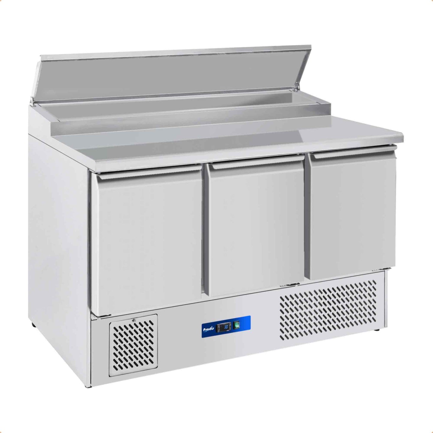 Prodis EC-3PREP 3 Door Compact Prep Table, 8 x 1/6GN Topping Well