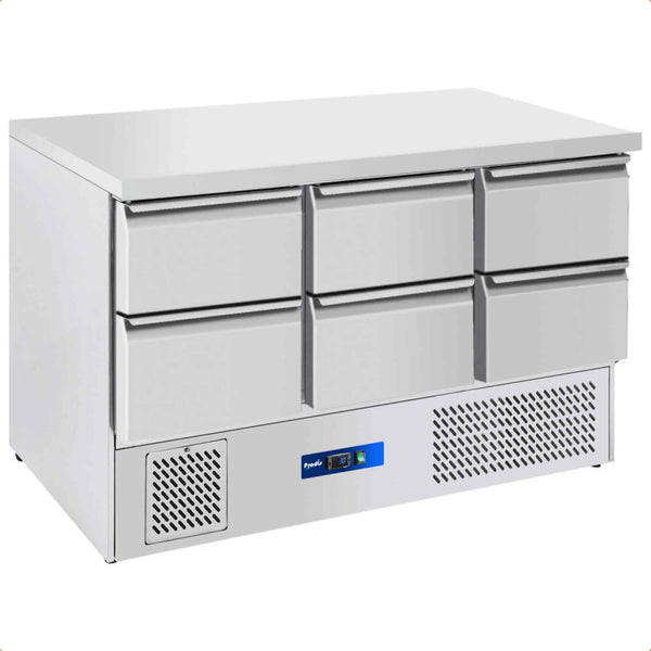 Prodis EC-6DSS 6 Drawer Compact Saladette Counter, Flat Top