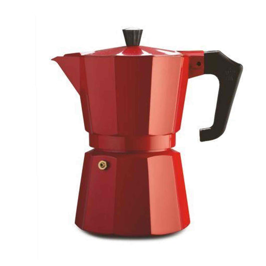 Pezzetti Italexpress Aluminium Stovetop Moka Pot - 3 Cup - Red Enamel
