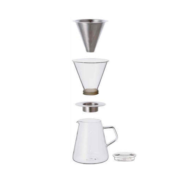 Kinto Carat Coffee Dripper & Pot - 720ml - Glass and Stainless Steel