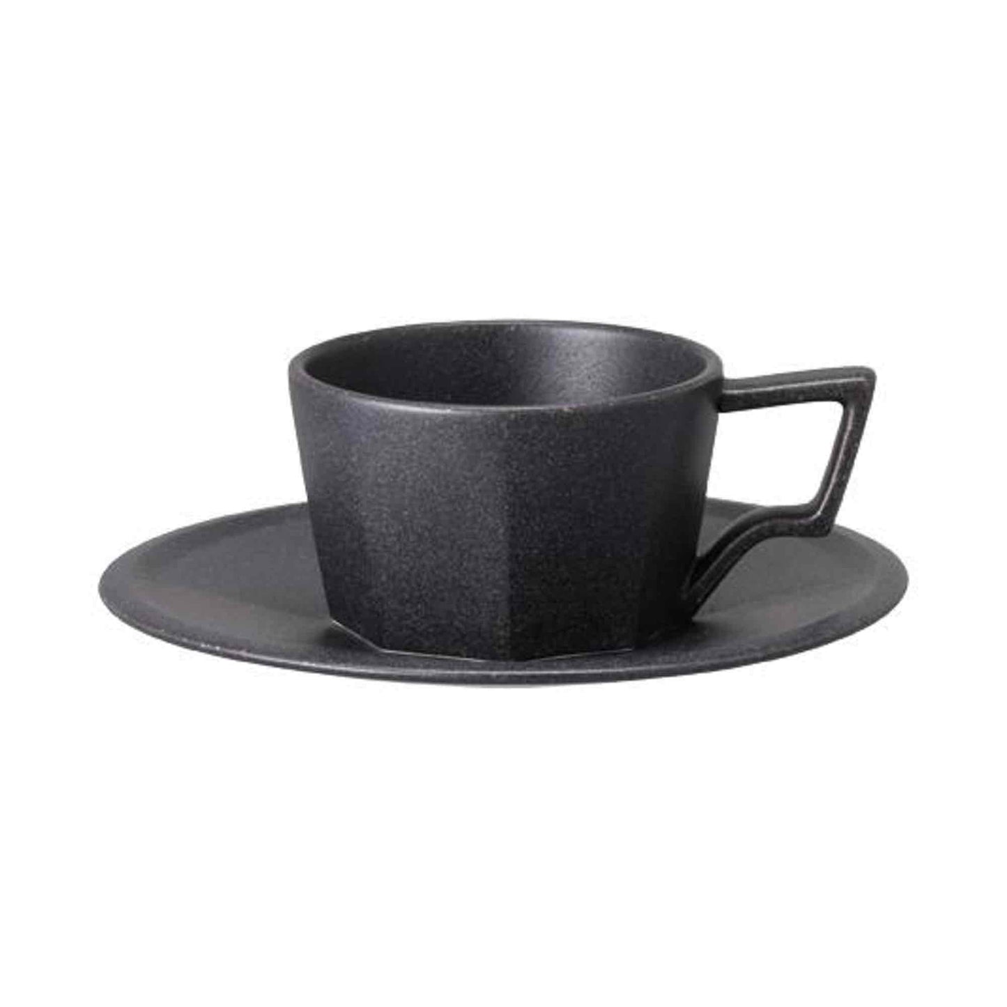 Kinto Oct Porcelain Cup and Saucer - Black - 3oz