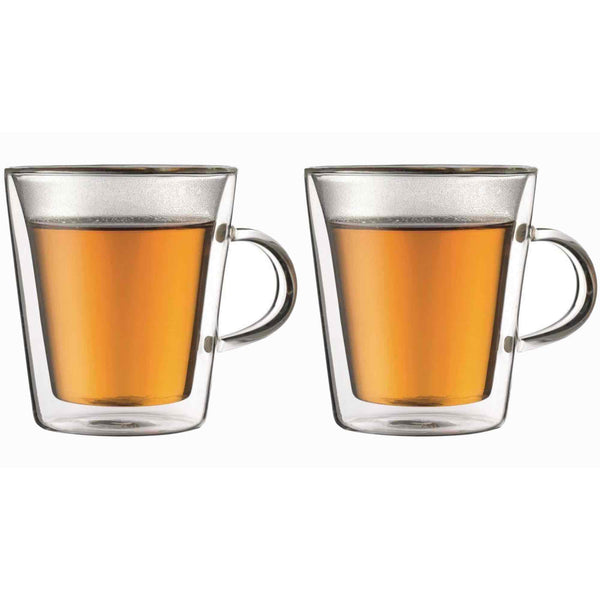 Bodum Canteen Glass Coffee Cup With Handle - 0.2l / 6oz - Pack of 2