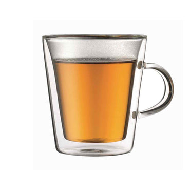 Bodum Canteen Glass Coffee Cup With Handle - 0.2l / 6oz - Pack of 2
