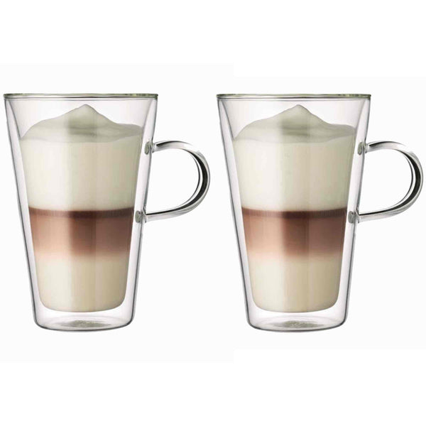 Bodum Canteen Glass Coffee Cup With Handle - 0.4l / 13.5oz - Pack of 2