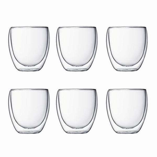 Bodum Pavina Glass Double Wall Coffee Cup - 0.25l / 8oz - Pack of 6
