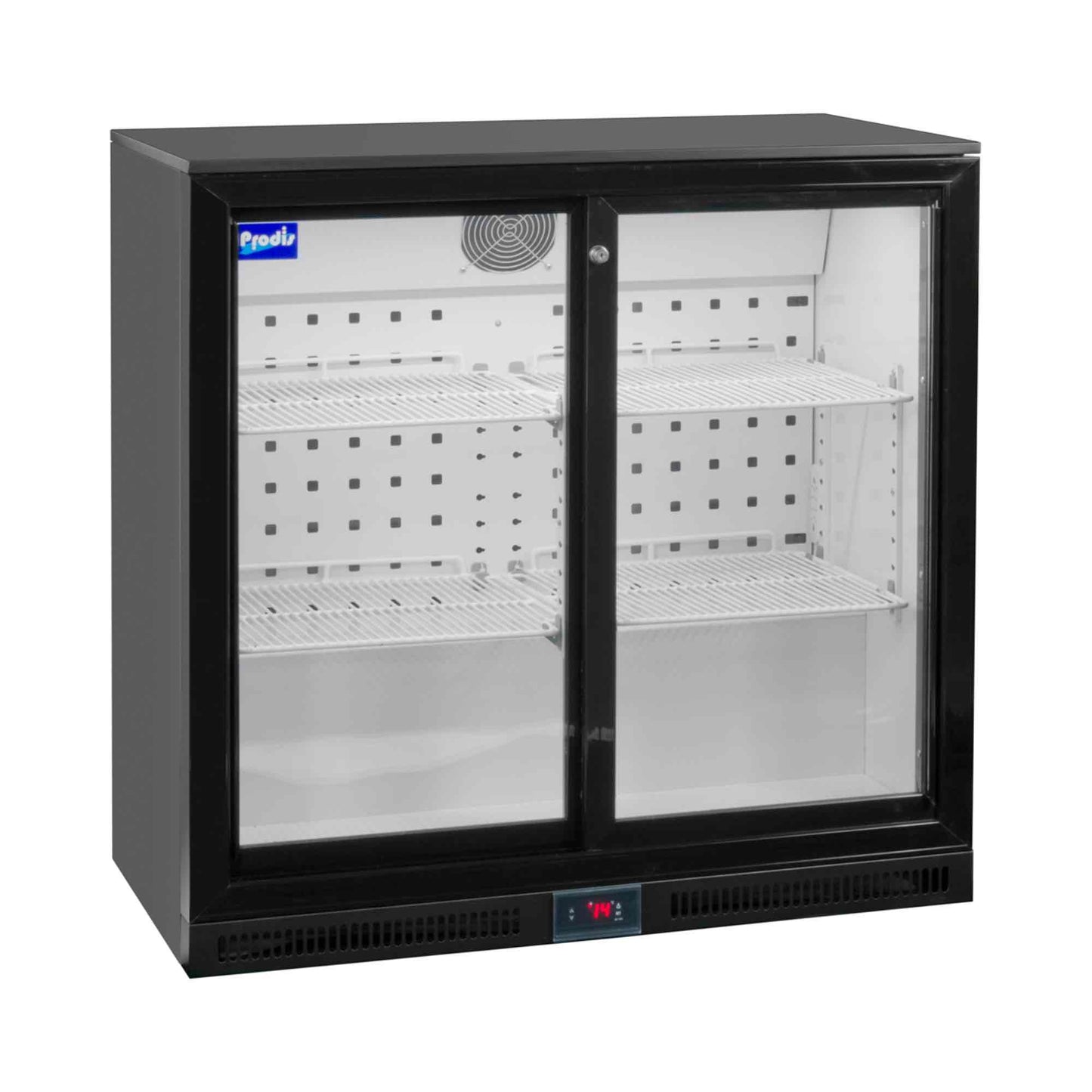 Prodis NT2BS-HC Double Sliding Door Black Bottle Cooler