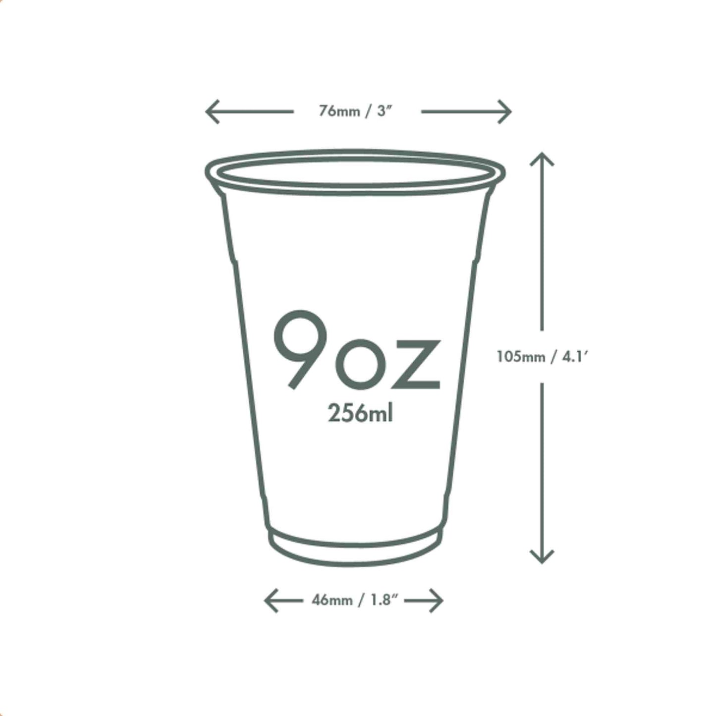 Vegware Plant-Based 9oz PLA Cold Cup, 76-Series - Green Tree - Case of 1000