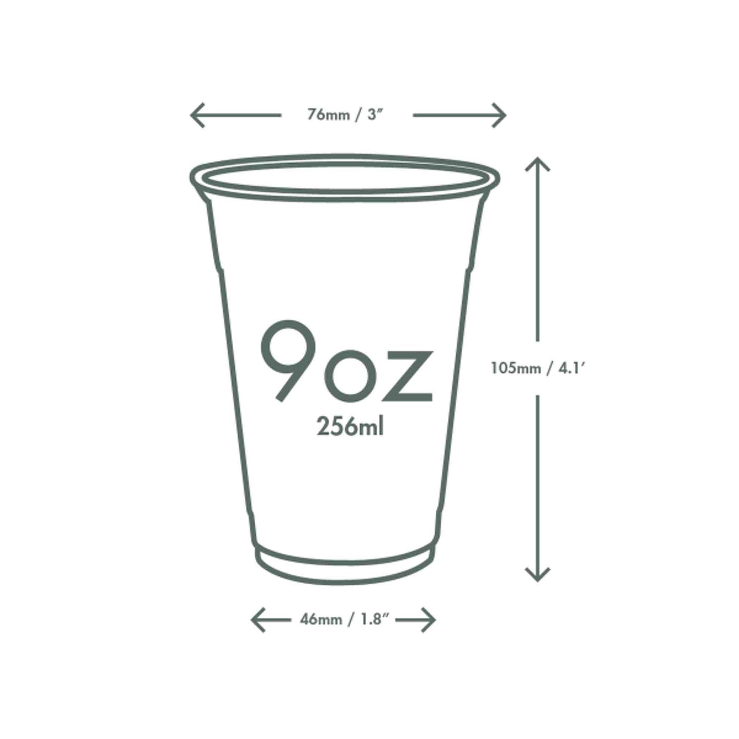 Vegware Plant-Based 9oz PLA Cold Cup, 76-Series - Case of 1000