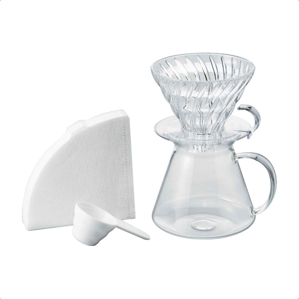 Simply Hario V60 Glass Starter 02 Pour Over Brewing Kit - 4 Cup