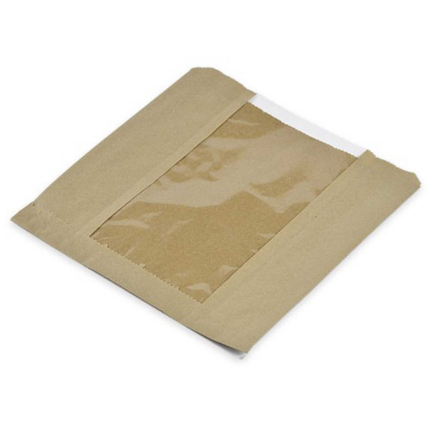 Compostable 8.5 x 8.5in Kraft PLA Window Bag - Case of 1000