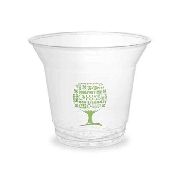 Vegware Plant-Based 9oz PLA Cold Cup, 96-Series - Green Tree - Case of 1000