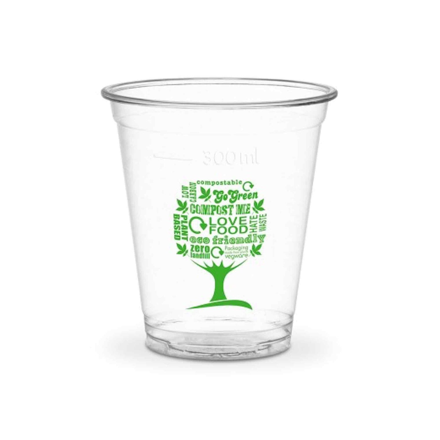 Vegware 12oz / 300ml Pla Cold Cup, 96-Series - Green Tree - Case Of 1000