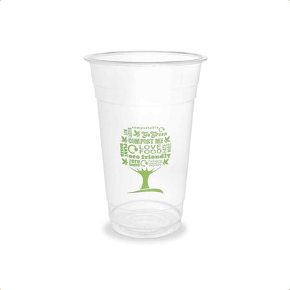 Vegware Plant-Based 20oz PLA Cold Cup, 96-Series - Green Tree - Case of 1000