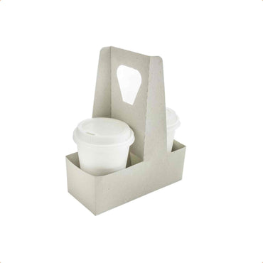 Vegware Eco Compostable  2-Cup Handled Coffee Carrier - Case of 250