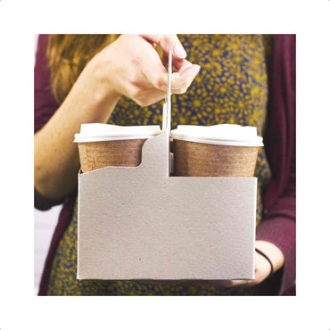 Vegware Eco Compostable  4-Cup Handled Coffee Carrier - Case of 200